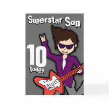 Superstar Fils 10e anniversaire gris carte garçon 