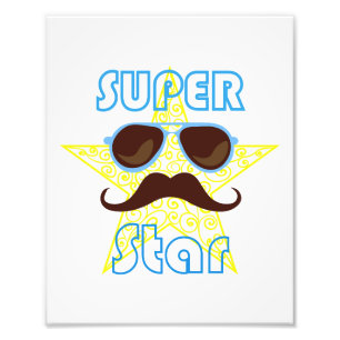 Superstar mit Sonnenbrille und Schnurrbart Fotodruck
