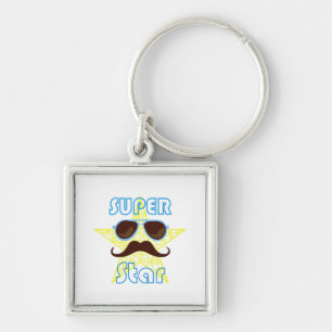 Superstar mit Sonnenbrille und Schnurrbart Schlüsselanhänger