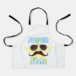 Superstar mit Sonnenbrille und Schnurrbart Schürze