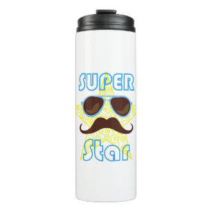 Superstar mit Sonnenbrille und Schnurrbart Thermosbecher