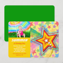 Superstar Rainbow Colorful Birthday Party Einladun