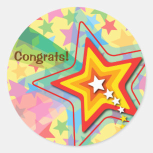 Superstar Rainbow Fun Gastgeschenk Label / Aufkleb Runder Aufkleber