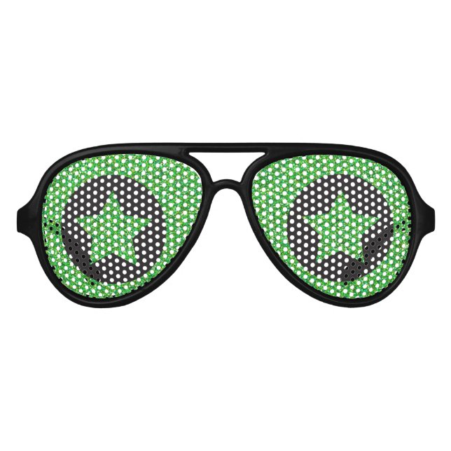 Superstar Rockstar Cool Green Star Black Party Partybrille (Vorderseite)