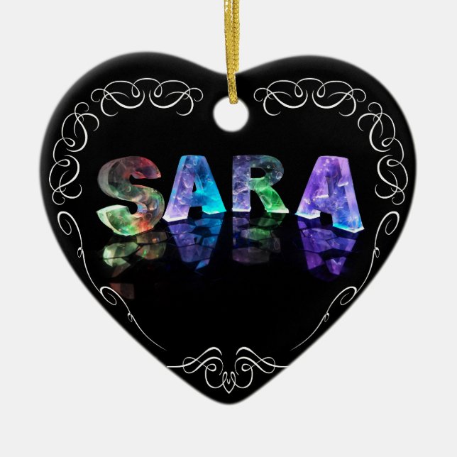 Superstar Sara - Name in den Lichtern (Fotografie) Keramik Ornament (Vorne)