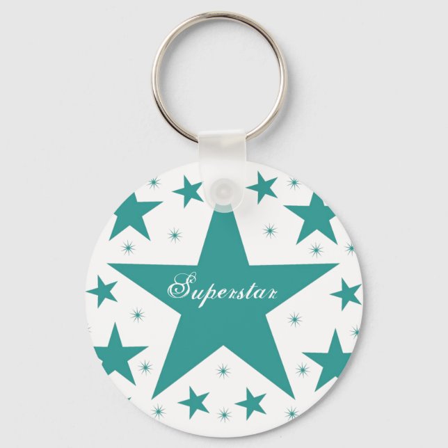 Superstar-Schlüsselanhänger, Aquamarin Schlüsselanhänger (Vorderseite)