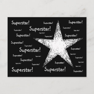 Superstar!   Schwarz Postkarte
