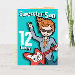 Superstar Son 12. Geburtstagskarte Aqua Karte