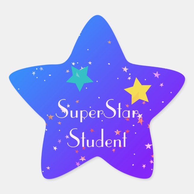 SuperStar Student mit Sternen Stern-Aufkleber (Vorderseite)
