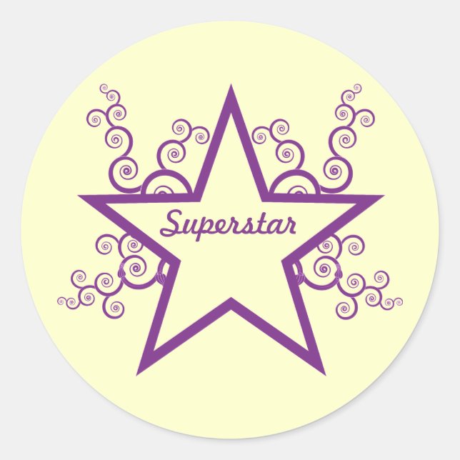 Superstar Wirbel Sticker, Lila Runder Aufkleber (Vorderseite)