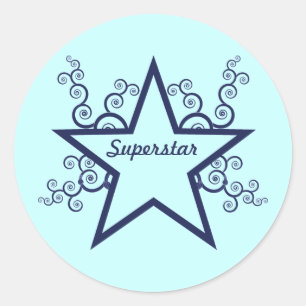 Superstar Wirbel Stickers, dunkelblau Runder Aufkleber