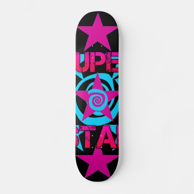 Superstern-heißes Rosa-aquamarine Skateboard (Vorderseite)