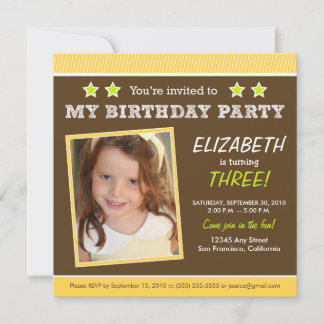 Superstern! Laden gelbes der Geburtstags-Party des Einladung