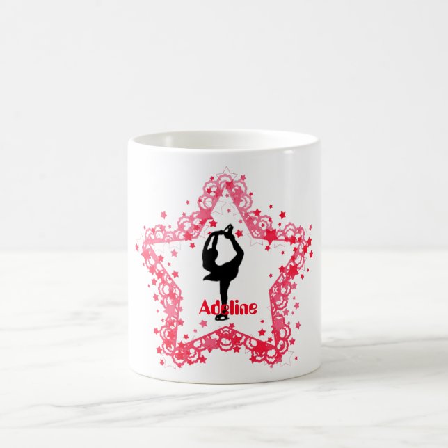Superstern-Mädchen-Eis-Zahl Skaten personalisiert Kaffeetasse (Mittel)