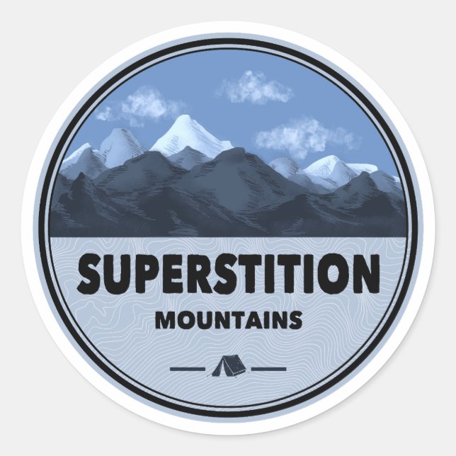 Superstiative Berge Arizona Camping Runder Aufkleber (Vorderseite)
