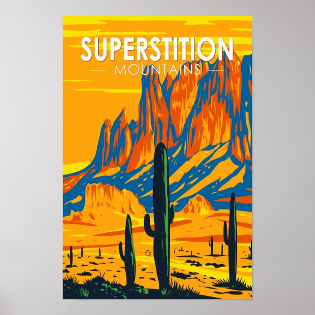 Superstiative Berge Arizona Vintag Poster (Vorne)