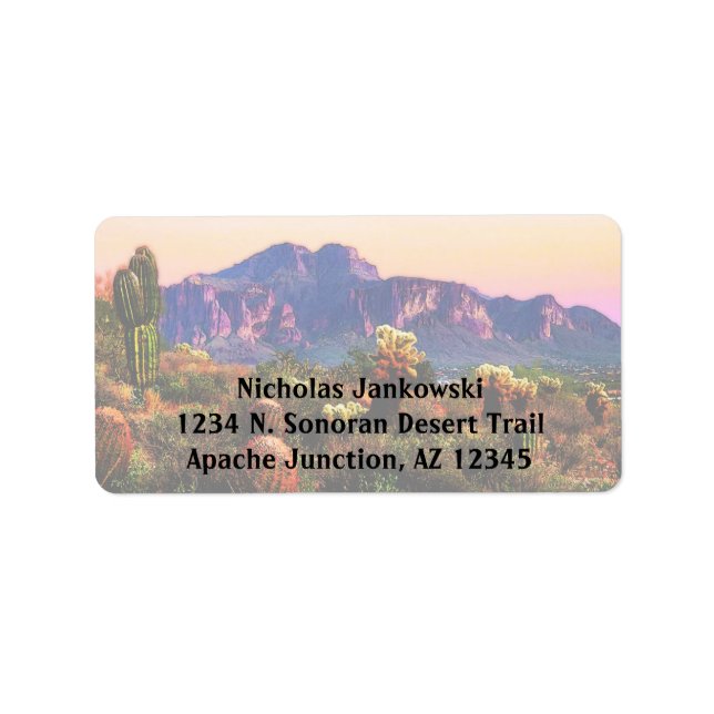 Superstition Berg Arizona Wüstenlandschaft Adressaufkleber (Vorne)