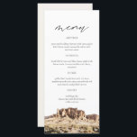 SUPERSTITION MOUNTAIN Watercolor Wedding Menu Card Menükarte<br><div class="desc">Dieses Menü bietet eine Aquarellmalerei von Superstition Mountain in Verbindung mit einer einfachen Schriftart-Kombination. Dieses Menü ist perfekt für Ihr Ziel oder Abenteuer Wüste Thema Hochzeit oder Veranstaltung.</div>