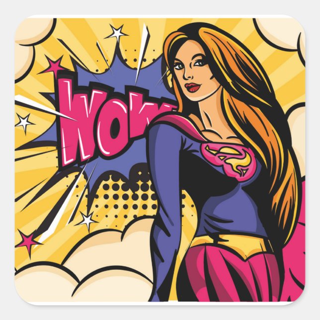 Superwoman Brown hair  Quadratischer Aufkleber (Vorderseite)