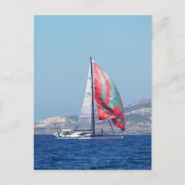 Superyacht mit Spinnaker Postkarte
