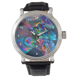 Superzeichenstift farbiges Schmutz-Fahrrad Armbanduhr