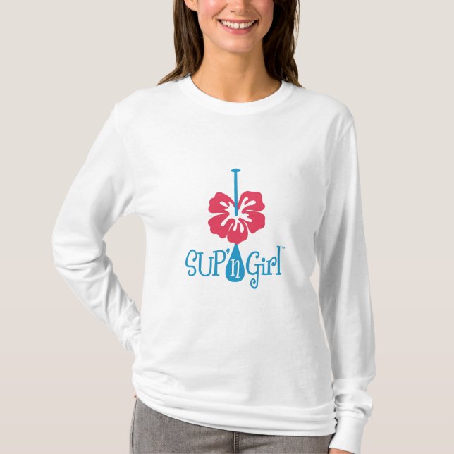 SUP'n-MädchenHoodie.  Liebe, Paddel oben zu T-Shirt (Vorderseite)