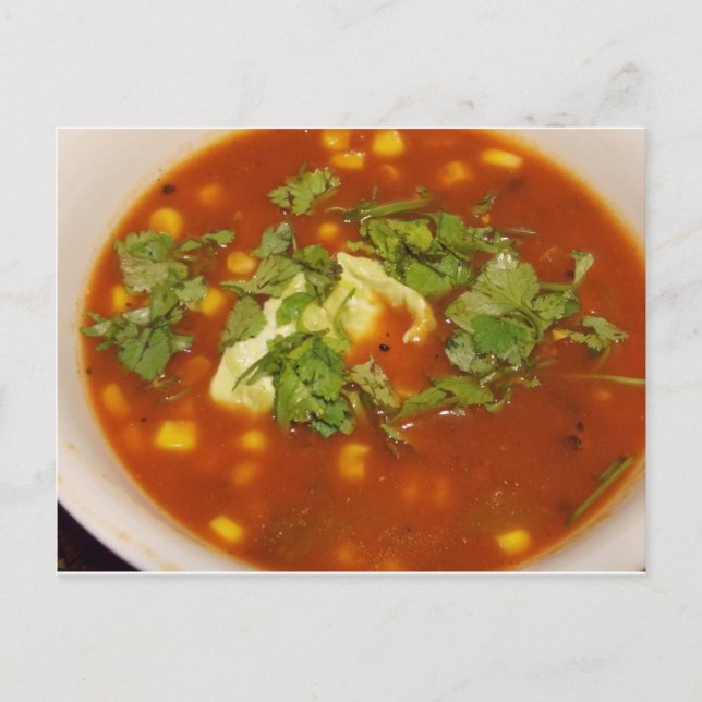Suppe mit Cilantro-Karte Postkarte (Vorderseite)