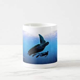 Suppenschildkröte und Freediver Kaffeetasse