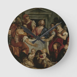 Supper at Emmaus (oil on canvas) Runde Wanduhr
