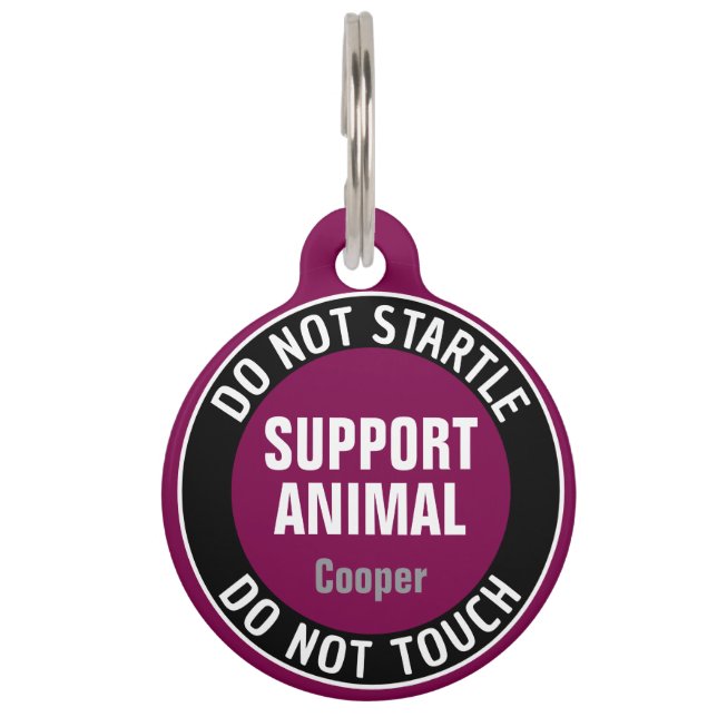Support Animal DO NOT STARTLE OR TOUCH Custom Text Haustiermarke (Vorderseite)