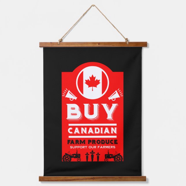 Support Canadian Farmers Wandteppich Mit Holzrahmen (Vorderseite)