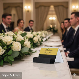 Support Carte De Visite Elegant Black Metallic Gold Welcome