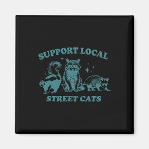 Support-Cat auf der Straße Funny Vintag Raccoon Op Magnet
