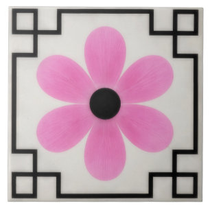 Support de carreau décoratif à fleur rose