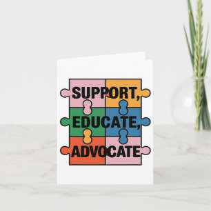 Support Educate Advocate Puzzle Piece Autism Aware Karte