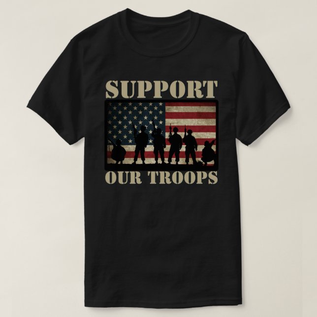 Support Our Troops USA Flag T-Shirt (Design vorne)