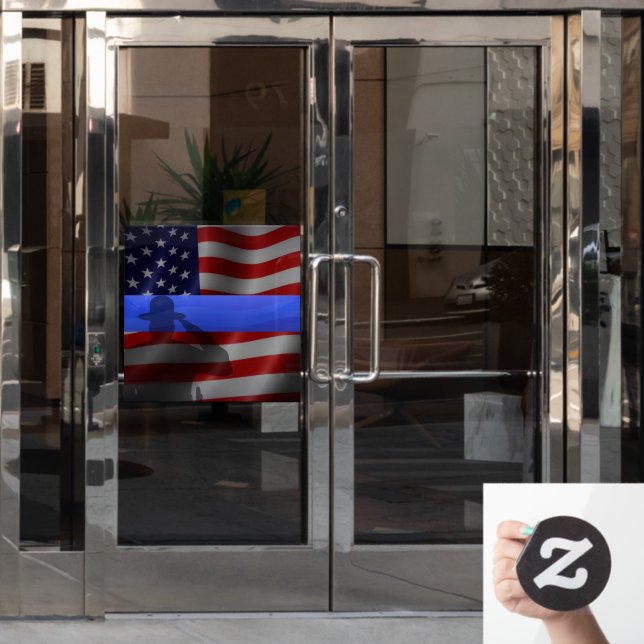 Support Police Thin Blue Line Fensteraufkleber (Büro Tür)