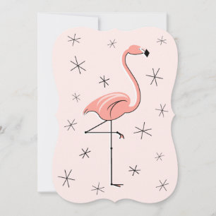 Support pour invitation Rose flamant vertical