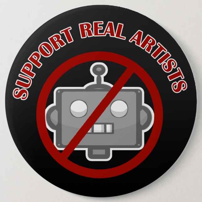 "Support Real Artists!' Pin Button (Vorderseite)