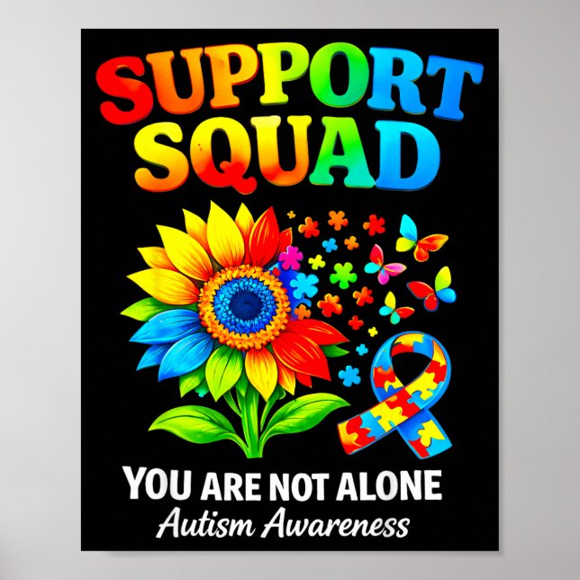 Support squad autism awareness ribbon sunflower poster (Vorne)