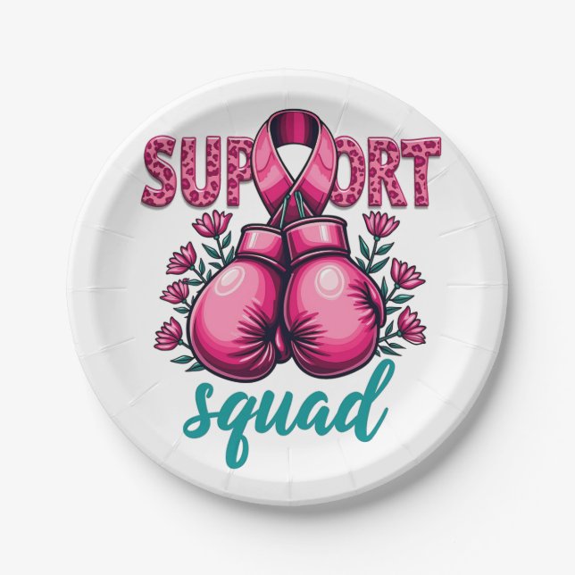 Support Squad Brustkrebs-Sensibilisierungskiste Pappteller (Vorderseite)
