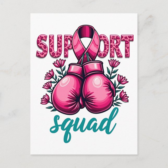Support Squad Brustkrebs-Sensibilisierungskiste Postkarte (Vorderseite)