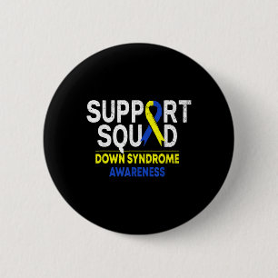 Support Squad Down Syndrom T21 Awareness Blue Yel Button