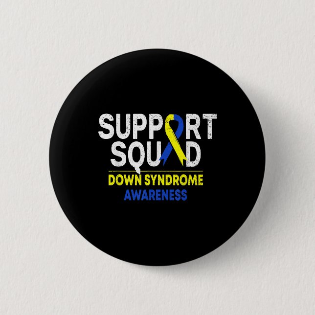 Support Squad Down Syndrom T21 Awareness Blue Yel Button (Vorderseite)