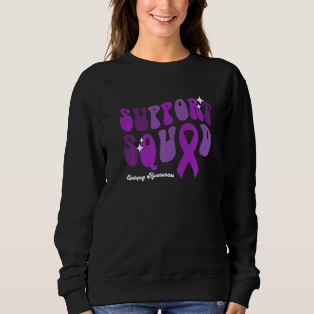 Support Squad Epilepsy Awareness Purple Ribbon  2 Sweatshirt (Vorderseite)