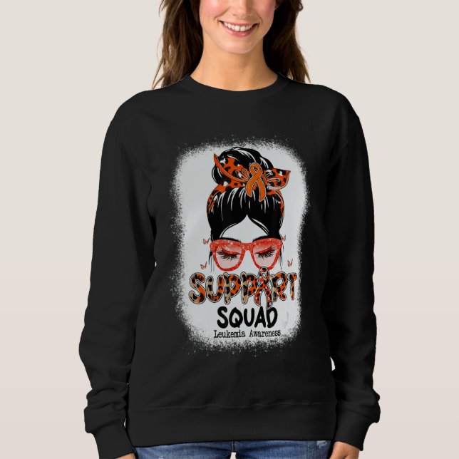 Support Squad Messy Bun Butterfly Orange Ribbon Le Sweatshirt (Vorderseite)
