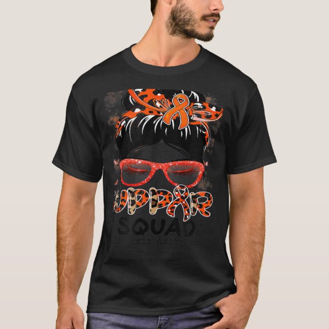 Support Squad Messy Bun Butterfly Orange Ribbon Le T-Shirt (Vorderseite)