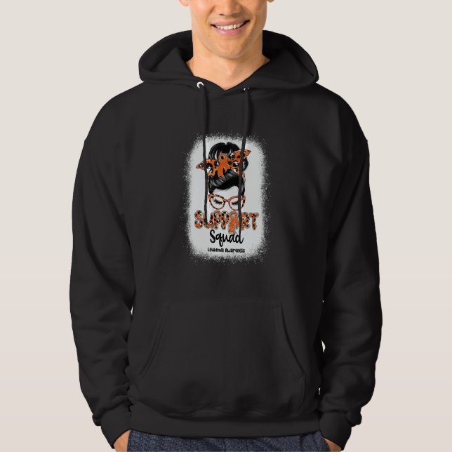 Support Squad Messy Bun Leopard Orange Ribbon Leuk Hoodie (Vorderseite)