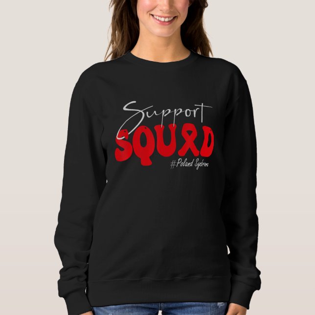 Support Squad Poland Syndrome Awareness Red Ribbon Sweatshirt (Vorderseite)