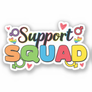 Support Squad - Rainbow Hearts Pride Ally Aufkleber